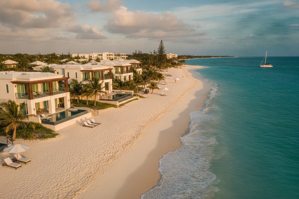 Beachfront villas on Grace Bay Beach, Turks and Caicos